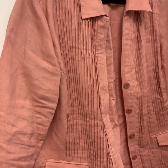 Jones New York pink linen jacket with pockets size 16 - Picture 2 of 8